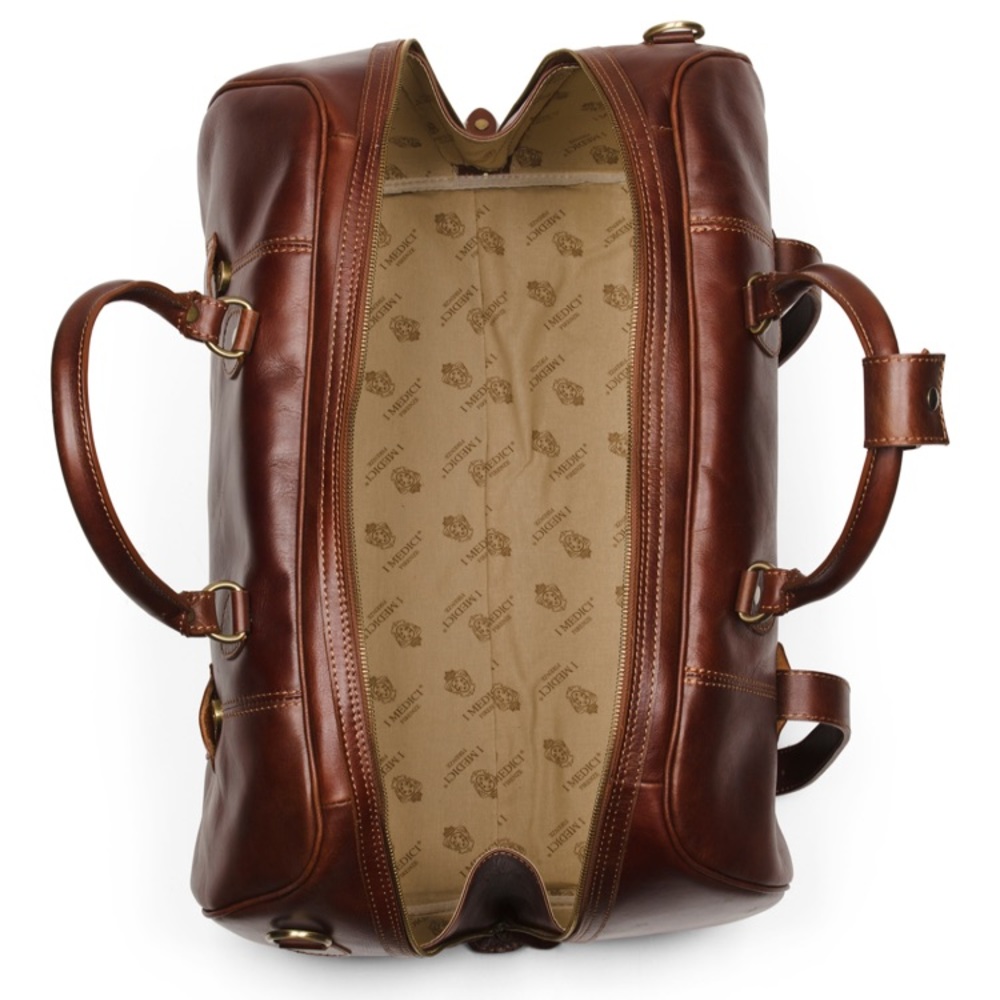 Handmade leather duffel bag